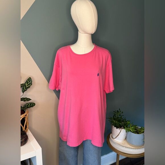 Ralph Lauren Polo T-Shirt Preppy Pink Classic Crewneck Iconic Pony Logo size L - Picture 9 of 9